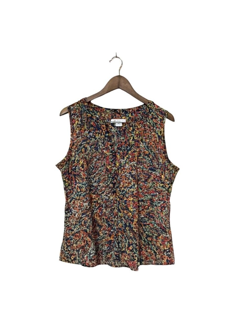 Liz Claiborne PXL Multicolor Sleeveless Blouse With Button Accents‎ Career Work